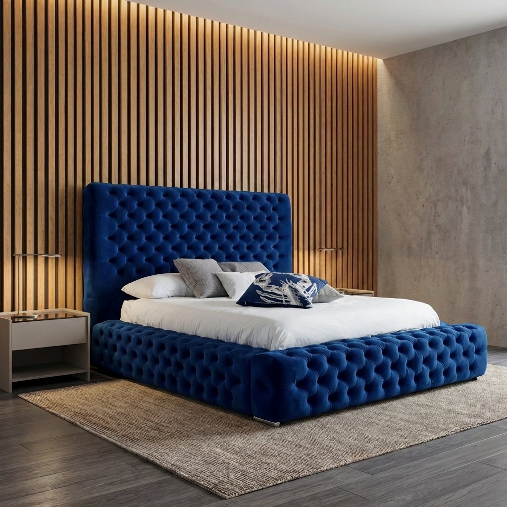 Harbour bed frame — full chesterfield deep button tufted bed — available at Portsmouth Furniture Centre