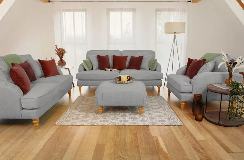 Rupert 3+2 Seater Sofa in Grey available at Portsmouth Furniture Centre